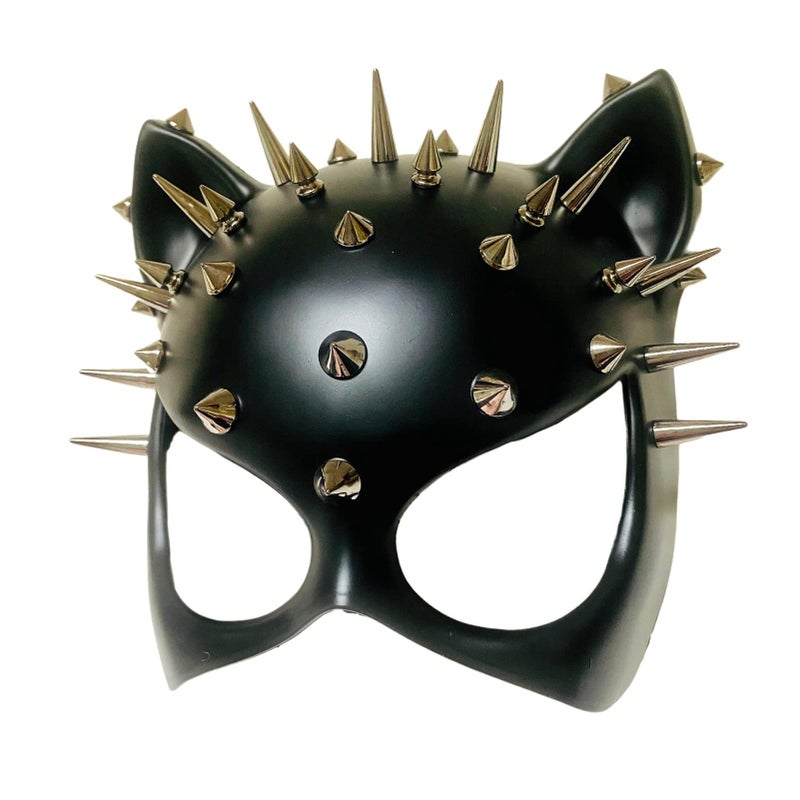 MasqStudio Red Black Cat Woman Dress up Cosplay Party Masquerade Mask Spiky Halloween (Black) - Image 4